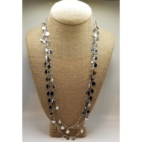 Opera Length Silver Tone Accent Necklace - Picture 1 of 5
